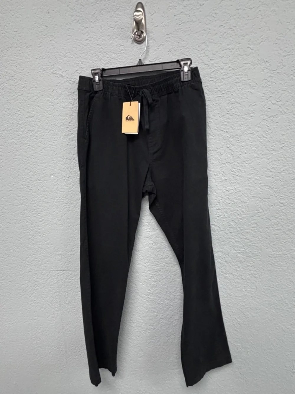 NWT Quiksilver Men’s Sz S Black Elastic Waist Beach Pants; Pckts Fit IPhone 15+